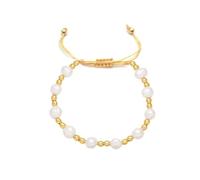 HIIXHC Braccialetti con perline dorate, regolabili, fatti a mano, intrecciati, con perline a sfera, per donne e ragazze, gioielli bohémien per regalo, One size, Acciaio inossidabile, Nessuna pietra