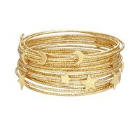 HIIXHC Braccialetti rigidi in oro da donna, 16 pezzi, braccialetti a forma di luna e stella, multistrato, impilabili, gioielli da donna, idea regalo, 2.5 inches, Metallo, Nessuna pietra preziosa