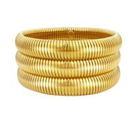 HIIXHC Set di braccialetti da donna placcati in oro 18 carati, flessibili, con catena a serpente, impilabili, braccialetti grossi da donna, Adjustable, Acciaio inossidabile, Nessuna pietra preziosa