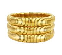 HIIXHC Set di braccialetti da donna placcati in oro 18 carati, flessibili, con catena a serpente, impilabili, braccialetti grossi da donna, Adjustable, Acciaio inossidabile, Nessuna pietra preziosa