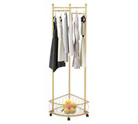 HIJNXG Stand appendiabiti angolare con cestello portaoggetti, portatile, su ruote, per negozio, camera da letto, spogliatoio (oro)