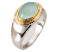 HIJONES 2 Tone Oval Wide Chunky Ring for Women Silver Gold | Statement, regalo di gioielli, azzurro, acciaio inox, adatto uso quotidiano, stile minimalista.