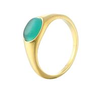 HIJONES Anelli da Donna Multicolore Piccola Gemma Ovale Banda in Acciaio Inox Dichiarazione Matrimonio Anniversario Gioielli Oro Verde Chiaro Misura 27