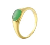 HIJONES Anelli da Donna Multicolore Piccola Gemma Ovale Banda in Acciaio Inox Dichiarazione Matrimonio Anniversario Gioielli Oro Verde Misura 27