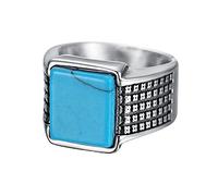 HIJONES Anelli Turchesi da Uomini Acciaio Inossidabile con Quadrato Gioielleria Natale Anniversario Compleanno Nozze I Regali Dimensione 20