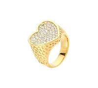 HIJONES Anello A Forma Di Cuore Con Zircone Cubico Per Donne Gioiello Minimalista Per Compleanno Natale Oro Taglia 12