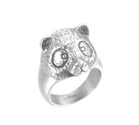HIJONES Anello con Animale Panda Cinese da Uomo in Acciaio Inossidabile Gioielli Regalo per Gli Amanti del Panda Argento Taglia 29