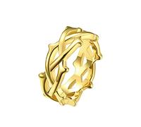 HIJONES Anello con Corona di Spine Ramo da Uomo da Donna in Acciaio Inossidabile Fede Nuziale, Oro Misura 17