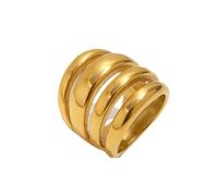 HIJONES Anello Cupola Quattro Strati per Donna Acciaio Inox | Stile Esagerato Per Matrimoni E Promesse