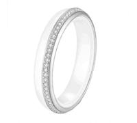 HIJONES Anello da Donna 4mm in Ceramica con Zircone Cubico in Acciaio Inossidabile Gioielli Personalizzati Argento Bianco Misura 22