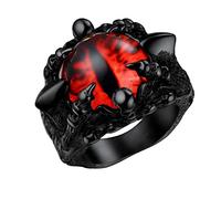 HIJONES Anello Dragon Claw Evil Eyes da Uomo in Acciaio Inossidabile Gemma Gotica da Motociclista Nero Rosso Misura 14