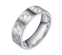 HIJONES Anello Fascia da Uomo con Incisione Coniglio | Anelli Di Promessa Coordinati, Gioielli Dolci Per Gli Innamorati