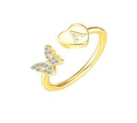 HIJONES Anello Impilabile con Lettera Iniziale dal Design A Farfalla da Donna in Acciaio Inossidabile Anelli Sottili E Delicati Dell'Alfabeto Regali di Gioielli A-Oro Regolabile