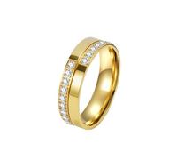 HIJONES Anello Impilabile Eterno Da Uomo E Donna In Acciaio Inossidabile Con Zircone Cubico Bianco Comodo Anello Di Mignolo Per Matrimonio Oro Taglia 27