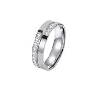 HIJONES Anello Impilabile Eterno Da Uomo E Donna In Acciaio Inossidabile Con Zircone Cubico Bianco Comodo Anello Di Mignolo Per Matrimonio Argento Taglia 12