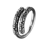 HIJONES Anello Retro Sun Wukong in Oro da Uomo in Acciaio Inossidabile Delicati Anelli Aperti in Rilievo Argento Taglia 22