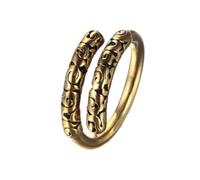 HIJONES Anello Retro Sun Wukong in Oro da Uomo in Acciaio Inossidabile Delicati Anelli Aperti in Rilievo Oro Taglia 14