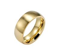 HIJONES Anillo Cúpula Mate Cepillado para Hombre de Acero Inoxidable Alianza de Boda 8mm Comfort Fit Oro Tamaño 22