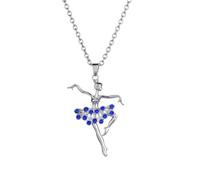 HIJONES Collana con Ciondolo A Forma di Ballerina da Acciaio Inossidabile in Donna Ballerina Danza Regali Maglione Lungo Catena Blu