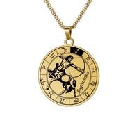 HIJONES Collana Con Ciondolo A Forma Di Moneta Rotonda Della Costellazione Zodiacale da Uomo in Acciaio Inossidabile Collana Amuleto Per Donne E Uomini Oro Sagittario