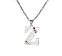 HIJONES Collana con Ciondolo Alfabeto Baseball 26 Lettere Iniziali Personalizzate per Uomo e Donna in Acciaio Inossidabile Argento Z