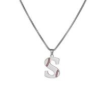 HIJONES Collana con Ciondolo Alfabeto Baseball 26 Lettere Iniziali Personalizzate per Uomo e Donna in Acciaio Inossidabile Argento S
