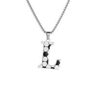 HIJONES Collana con Ciondolo Alfabeto Calcio 26 Lettere per Uomo e Donna Gioiello con Iniziali in Acciaio Inossidabile L