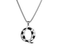 HIJONES Collana con Ciondolo Alfabeto Calcio 26 Lettere per Uomo e Donna Gioiello con Iniziali in Acciaio Inossidabile Q