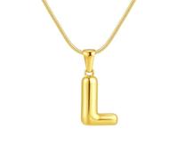 HIJONES Collana con Pendaglio a Bolla Alfabeto 26 Lettere per Donna e Uomo Gioiello Personalizzato con Iniziale o Primo Nome in Acciaio Inossidabile L