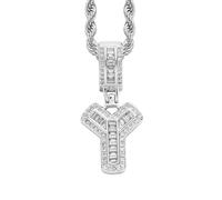 HIJONES Collana con Pendente Alfabeto 26 Lettere in Zircone Cubico per Donna Acciaio Inossidabile Gioiello con Iniziale del Nome Personalizzata Argento Y