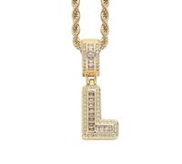 HIJONES Collana con Pendente Alfabeto 26 Lettere in Zircone Cubico per Donna Acciaio Inossidabile Gioiello con Iniziale del Nome Personalizzata Oro L