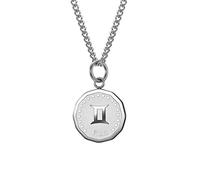 HIJONES Collana Costellazione Rotonda da Uomo in Acciaio Inossidabile Catena con Ciondolo Segno Zodiacale Gemelli