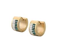HIJONES Colorful 4 Righe Zircone Cubic Zircon Orecchini A Cerchio Orecchini In Acciaio Inox per Le Donne Gemma Huggie Orecchio Gioielli Oro Verde