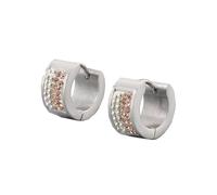 HIJONES Colorful 4 Righe Zircone Cubic Zircon Orecchini A Cerchio Orecchini In Acciaio Inox per Le Donne Gemma Huggie Orecchio Gioielli Argento Rosa