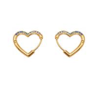 HIJONES Donna Acciaio Inossidabile Colorful Cuore Amore Zirconia Huggie Snap Impilabili Orecchini Oro Plated Perforazione Orecchio Fibbia Stile 5 L