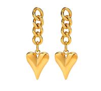 HIJONES Donna Acciaio Inossidabile Cuore Charmante Catena Anello Orecchini Stud Oro Placca Gioiello