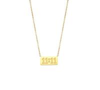 HIJONES Donna Acciaio Inox Tiny 11:11 Angelo Fortuna Numero Quadrato Pendente Collana Charm Catene Oro