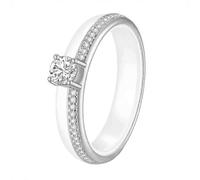 HIJONES Donna Ceramica Intarsiata Cubo Zircone Acciaio Inox Anello Banda Gioielli Personalizzati Argento Bianco Misura 22