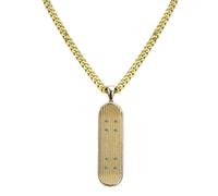 HIJONES Donna Uomo Acciaio Inossidabile Collana con Ciondolo Quadrato Lungo a Skateboard Stile Goth Inlaid con Zircone Verde Oro