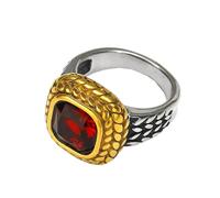 HIJONES Donna Uomo Grano Modello Quadrato Gemma Anello In Acciaio Inox Vintage Personalizzato Hip Hop Gioielli Argento Rosso Misura 14