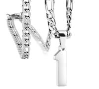 HIJONES Donna Uomo Numero Pendente Collana Charm Catena Gioielli Personalizzati Argento 1