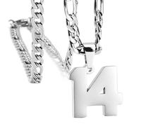 HIJONES Donna Uomo Numero Pendente Collana Charm Catena Gioielli Personalizzati Argento 14