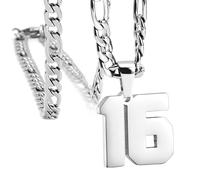 HIJONES Donna Uomo Numero Pendente Collana Charm Catena Gioielli Personalizzati Argento 16