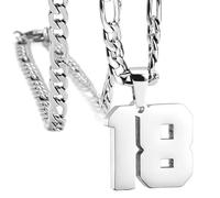 HIJONES Donna Uomo Numero Pendente Collana Charm Catena Gioielli Personalizzati Argento 18