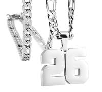 HIJONES Donna Uomo Numero Pendente Collana Charm Catena Gioielli Personalizzati Argento 26