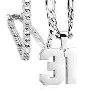 HIJONES Donna Uomo Numero Pendente Collana Charm Catena Gioielli Personalizzati Argento 31