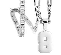 HIJONES Donna Uomo Numero Pendente Collana Charm Catena Gioielli Personalizzati Argento 8