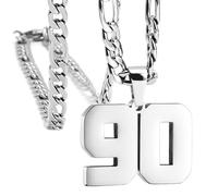 HIJONES Donna Uomo Numero Pendente Collana Charm Catena Gioielli Personalizzati Argento 90