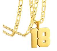HIJONES Donna Uomo Numero Pendente Collana Charm Catena Gioielli Personalizzati Oro 18