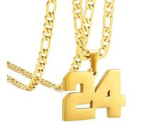 HIJONES Donna Uomo Numero Pendente Collana Charm Catena Gioielli Personalizzati Oro 24